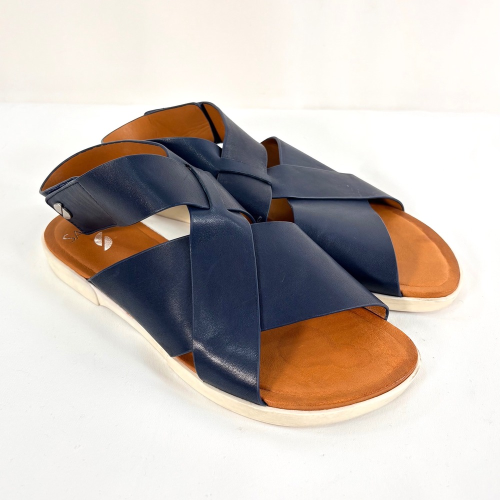 Sarto Franco Sarto Akasha Sandals Navy Blue Leather Slingback Womens 9.5